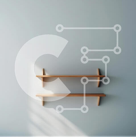 Intra Συλλεκτικό Ξύλινο Παζλ Plywood 4mm - Μινιμαλιστικό εσωτερικό: Λευκός λευκός τοίχος με ξύλινο ράφι Σε Ξύλινο Κουτί - Διαστάσεις Puzzle: 10x10 cm – 25 κομμάτια - Image 1