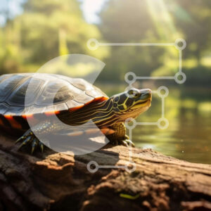 Intra Συλλεκτικό Ξύλινο Παζλ Plywood  4mm - Χελώνα σε κορμό δέντρου σε περιβάλλον γλυκού νερού Σε Ξύλινο Κουτί - Διαστάσεις: 10x10 cm – 25 κομμάτια