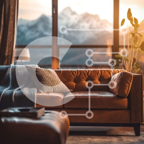 Intra Συλλεκτικό Ξύλινο Παζλ Plywood  4mm - Άνετο σαλόνι με θέα στο βουνό Σε Ξύλινο Κουτί - Διαστάσεις Puzzle: 10x10 cm – 25 κομμάτια - Image 1