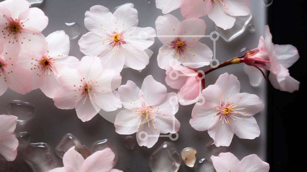 Intra Συλλεκτικό Ξύλινο Παζλ Plywood  4mm - Κοντινό πλάνο ροζ άνθη κερασιάς στο τραπέζι Σε Ξύλινο Κουτί - Διαστάσεις: 10x10 cm – 25 κομμάτια