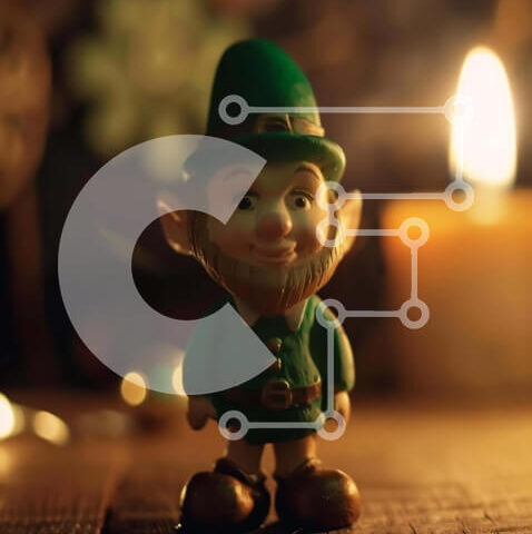 Intra Συλλεκτικό Ξύλινο Παζλ Plywood 4mm - Ειδώλιο καλλικάτζαρου του Αγίου Πατρικίου σε ξύλινο τραπέζι Σε Ξύλινο Κουτί - Διαστάσεις: 10x10 cm – 25 κομμάτια - Image 1