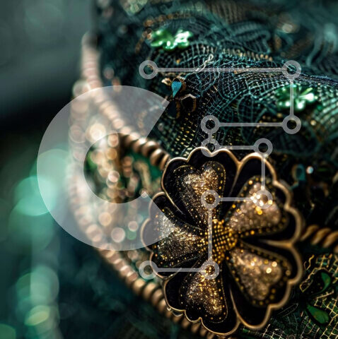 Intra Συλλεκτικό Ξύλινο Παζλ Plywood 4mm - Μαύρο και πράσινο διακοσμητικό καπέλο με φύλλα Σε Ξύλινο Κουτί - Διαστάσεις Puzzle: 10x10 cm – 25 κομμάτια - Image 1