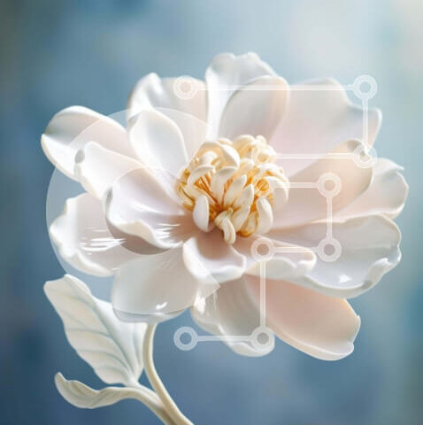 Intra Συλλεκτικό Ξύλινο Παζλ Plywood  4mm - Μονό λευκό λουλούδι στο τραπέζι Σε Ξύλινο Κουτί - Διαστάσεις: 10x10 cm – 25 κομμάτια - Image 1