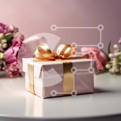 Intra Συλλεκτικό Ξύλινο Παζλ Plywood 4mm - Ροζ κουτί δώρου και λουλούδια Σε Ξύλινο Κουτί - Διαστάσεις: 10x10 cm – 25 κομμάτια - Image 1