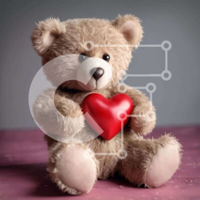 Intra Συλλεκτικό Ξύλινο Παζλ Plywood  4mm - Καφέ αρκουδάκι που κρατά πορτοκαλί καρδιά Σε Ξύλινο Κουτί - Διαστάσεις: 10x10 cm – 25 κομμάτια - Image 1