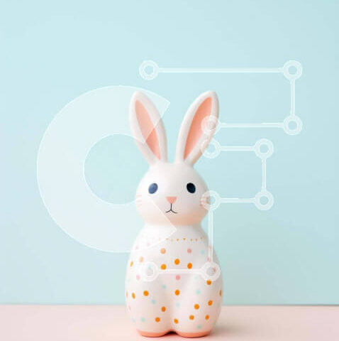 Intra Συλλεκτικό Ξύλινο Παζλ Plywood  4mm - Λευκό ειδώλιο λαγουδάκι σε παστέλ φόντο Σε Ξύλινο Κουτί - Διαστάσεις: 10x10 cm – 25 κομμάτια - Image 1