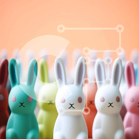 Intra Συλλεκτικό Ξύλινο Παζλ Plywood  4mm - Πολύχρωμα ειδώλια λαγουδάκι σε πορτοκαλί επιφάνεια Σε Ξύλινο Κουτί - Διαστάσεις: 10x10 cm – 25 κομμάτια - Image 1