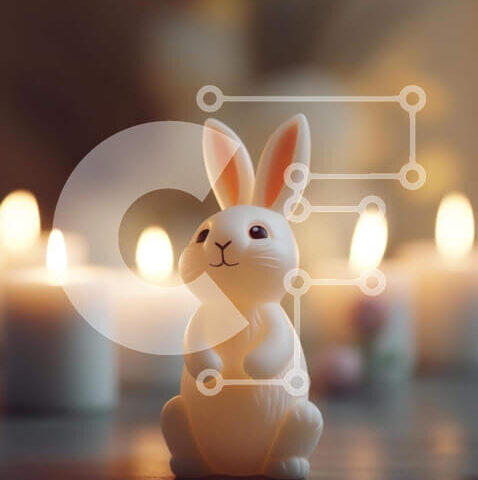 Intra Συλλεκτικό Ξύλινο Παζλ Plywood  4mm - Ειδώλιο λαγουδάκι του Πάσχα με κεριά Σε Ξύλινο Κουτί - Διαστάσεις: 10x10 cm – 25 κομμάτια - Image 1