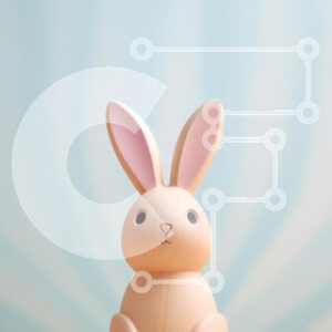 Intra Συλλεκτικό Ξύλινο Παζλ Plywood  4mm - Μικρό ξύλινο παιχνίδι λαγουδάκι σε αφηρημένο μπλε φόντο Σε Ξύλινο Κουτί - Διαστάσεις: 10x10 cm – 25 κομμάτια