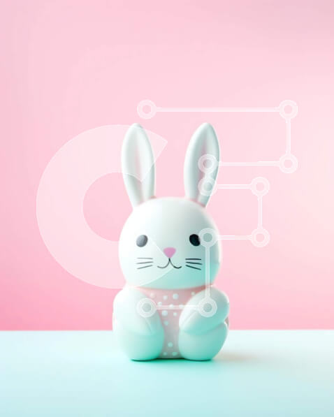 Intra Συλλεκτικό Ξύλινο Παζλ Plywood  4mm - Ειδώλιο λαγουδάκι του Πάσχα σε φόντο ροζ πουά Σε Ξύλινο Κουτί - Διαστάσεις Puzzle: 10x10 cm – 25 κομμάτια