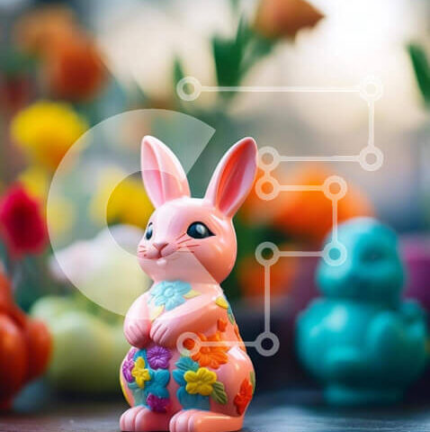 Intra Συλλεκτικό Ξύλινο Παζλ Plywood 4mm - Πασχαλινό ειδώλιο λαγουδάκι και πολύχρωμα διακοσμητικά Σε Ξύλινο Κουτί - Διαστάσεις: 10x10 cm – 25 κομμάτια - Image 1