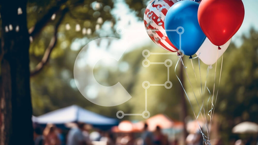 Intra Συλλεκτικό Ξύλινο Παζλ Plywood  4mm - Εορτασμός της Ημέρας της Ανεξαρτησίας με Κόκκινα, Λευκά και Μπλε μπαλόνια Σε Ξύλινο Κουτί - Διαστάσεις: 10x10 cm – 25 κομμάτια