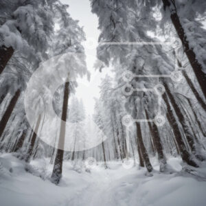 Intra Συλλεκτικό Ξύλινο Παζλ Plywood  4mm - Χιονισμένο δάσος με ψηλά δέντρα και μονοπάτι Σε Ξύλινο Κουτί - Διαστάσεις: 10x10 cm – 25 κομμάτια