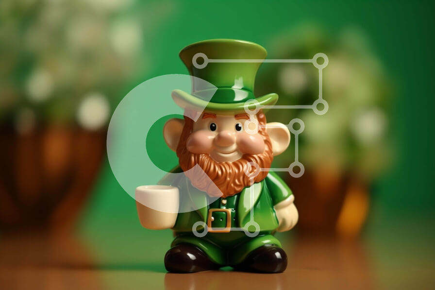 Intra Συλλεκτικό Ξύλινο Παζλ Plywood  4mm - Γιορτή του Αγίου Πατρικίου με πράσινο ειδώλιο με ιρλανδικό καπέλο και γένια Σε Ξύλινο Κουτί - Διαστάσεις: 10x10 cm – 25 κομμάτια