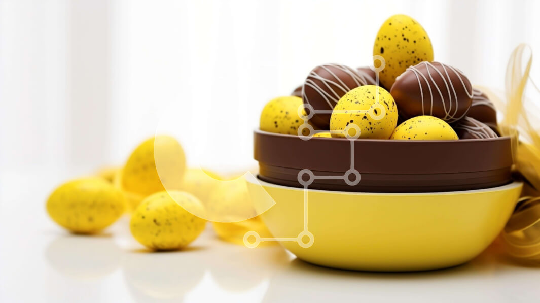 Intra Συλλεκτικό Ξύλινο Παζλ Plywood  4mm - Κίτρινο μπολ με πασχαλινά αυγά με επικάλυψη σοκολάτας Σε Ξύλινο Κουτί - Διαστάσεις: 10x10 cm – 25 κομμάτια