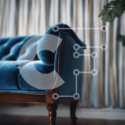 Intra Συλλεκτικό Ξύλινο Παζλ Plywood  4mm - Μπλε βελούδινο καναπές με ξύλινα πόδια και μπράτσα Σε Ξύλινο Κουτί - Διαστάσεις Puzzle: 10x10 cm – 25 κομμάτια - Image 1