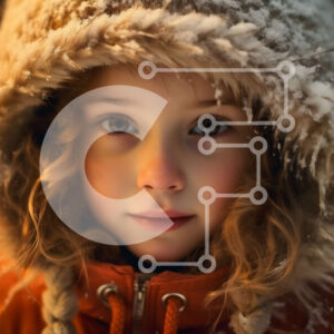 Intra Συλλεκτικό Ξύλινο Παζλ Plywood  4mm - Αξιολάτρευτη εικόνα ενός νεαρού κοριτσιού στο χιόνι με πορτοκαλί μπουφάν και κουκούλα Σε Ξύλινο Κουτί - Διαστάσεις Puzzle: 10x10 cm – 25 κομμάτια