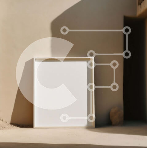 Intra Συλλεκτικό Ξύλινο Παζλ Plywood  4mm - Κενό λευκό πλαίσιο που κρέμεται σε έναν τοίχο της ερήμου Σε Ξύλινο Κουτί - Διαστάσεις Puzzle: 10x10 cm – 25 κομμάτια - Image 1