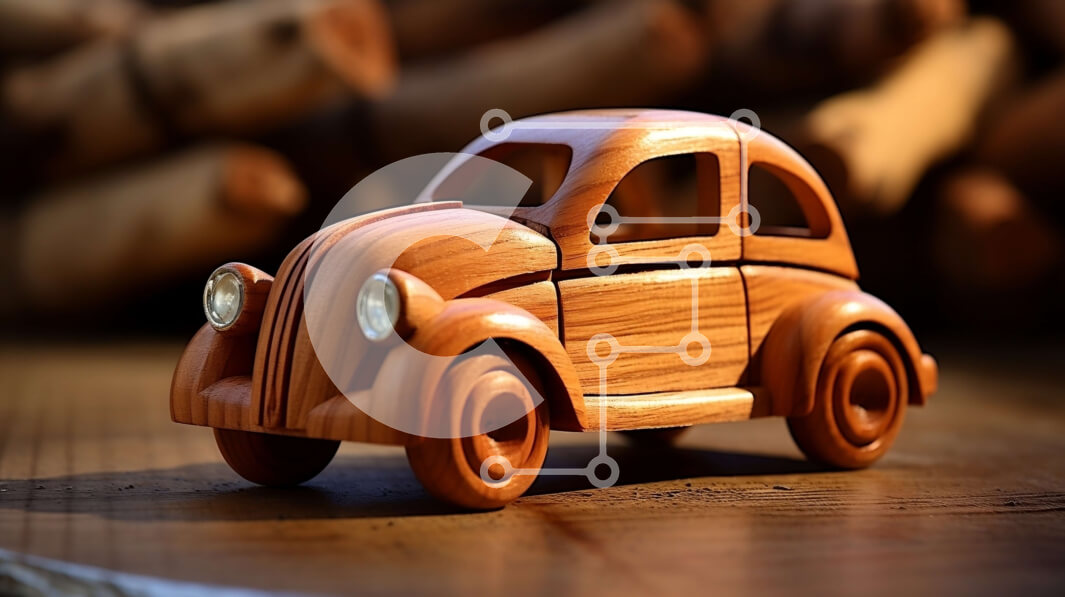 Intra Συλλεκτικό Ξύλινο Παζλ Plywood  4mm - Ξύλινο αυτοκίνητο σε ξύλινη επιφάνεια Σε Ξύλινο Κουτί - Διαστάσεις Puzzle: 10x10 cm – 25 κομμάτια