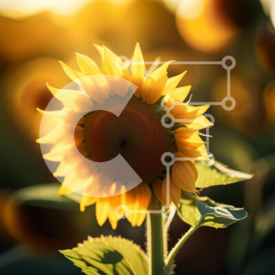 Intra Συλλεκτικό Ξύλινο Παζλ Plywood  4mm - Όμορφη εικόνα ενός ηλίανθου σε ένα χωράφι στο ηλιοβασίλεμα Σε Ξύλινο Κουτί - Διαστάσεις: 10x10 cm – 25 κομμάτια - Image 1