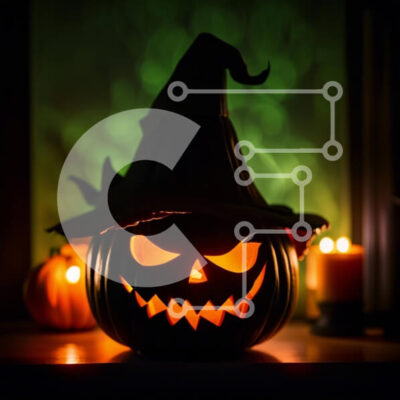 Intra Συλλεκτικό Ξύλινο Παζλ Plywood  4mm - Απόκοσμη αποκριάτικη διακόσμηση με το φως των κεριών που τρεμοπαίζουν Σε Ξύλινο Κουτί - Διαστάσεις Puzzle: 10x10 cm – 25 κομμάτια - Image 1