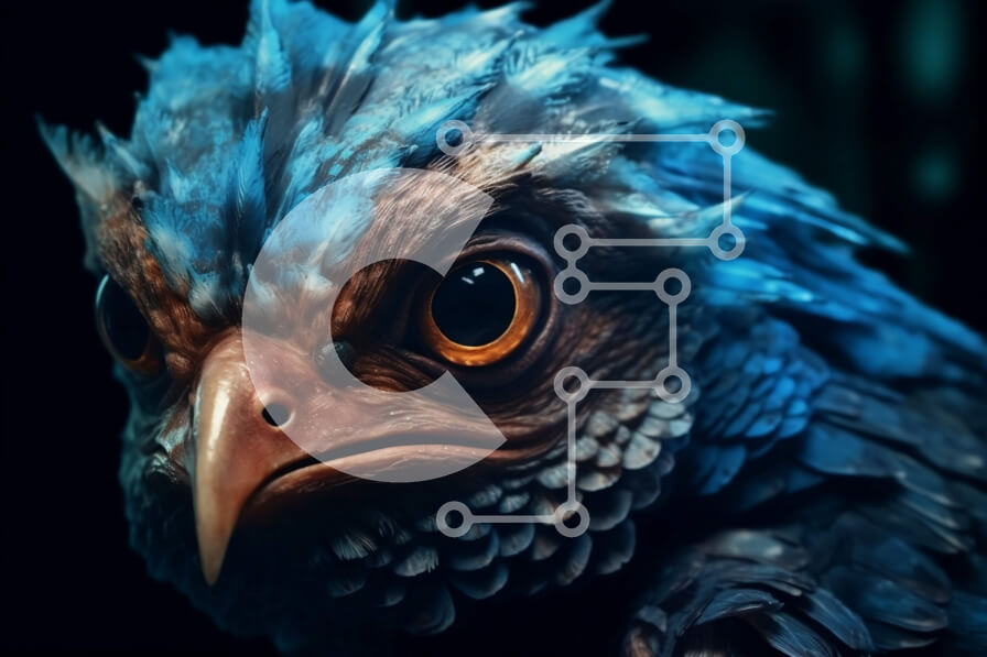 Intra Συλλεκτικό Ξύλινο Παζλ Plywood  4mm - Όμορφο μπλε πουλί με μακριά φτερά και μεγάλο ράμφος Σε Ξύλινο Κουτί - Διαστάσεις: 10x10 cm – 25 κομμάτια