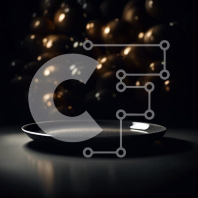 Intra Συλλεκτικό Ξύλινο Παζλ Plywood  4mm - Κομψό μαύρο πιάτο με χρυσά μπιχλιμπίδια σε σκούρο τραπέζι Σε Ξύλινο Κουτί - Διαστάσεις Puzzle: 10x10 cm – 25 κομμάτια - Image 1