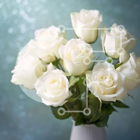 Intra Συλλεκτικό Ξύλινο Παζλ Plywood  4mm - Εκπληκτική εικόνα λευκών τριαντάφυλλων σε βάζο σε πολύχρωμο φόντο Σε Ξύλινο Κουτί - Διαστάσεις Puzzle: 10x10 cm – 25 κομμάτια - Image 1