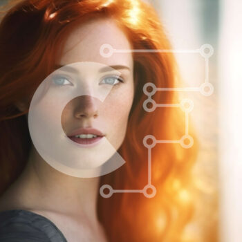 Intra Συλλεκτικό Ξύλινο Παζλ Plywood  4mm - Όμορφη γυναίκα με μακριά κόκκινα μαλλιά και πράσινα μάτια που κοιτάζει έξω από το παράθυρο Σε Ξύλινο Κουτί - Διαστάσεις Puzzle: 10x10 cm – 25 κομμάτια - Image 1