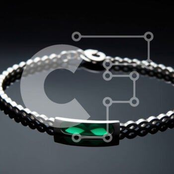 Intra Συλλεκτικό Ξύλινο Παζλ Plywood  4mm - Πράσινο βραχιόλι ματιών σε μαύρο φόντο Σε Ξύλινο Κουτί - Διαστάσεις Puzzle: 10x10 cm – 25 κομμάτια - Image 1