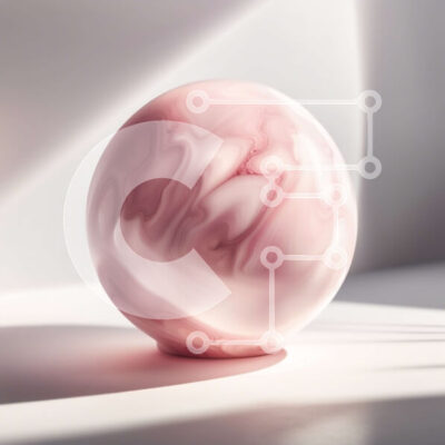 Intra Συλλεκτικό Ξύλινο Παζλ Plywood 4mm - Αφηρημένη εικόνα της ροζ μαρμάρινης μπάλας σε λευκή επιφάνεια Σε Ξύλινο Κουτί - Διαστάσεις Puzzle: 10x10 cm – 25 κομμάτια - Image 1