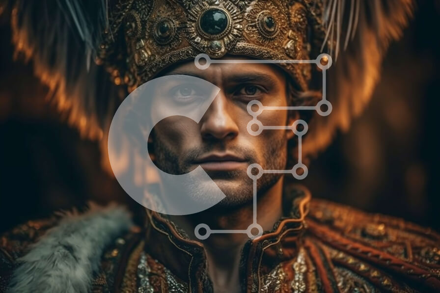 Intra Συλλεκτικό Ξύλινο Παζλ Plywood  4mm - Πορτρέτο ανθρώπου με χρυσό στέμμα και μανδύα με επένδυση από γούνα Σε Ξύλινο Κουτί - Διαστάσεις Puzzle: 10x10 cm – 25 κομμάτια