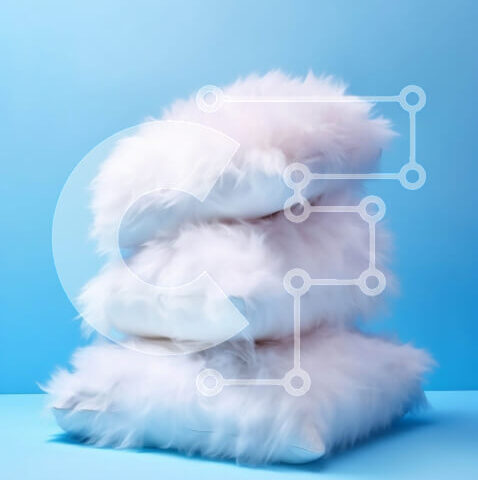 Intra Συλλεκτικό Ξύλινο Παζλ Plywood  4mm - Άνετη στοίβα από λευκά χνουδωτά μαξιλάρια σε μπλε φόντο Σε Ξύλινο Κουτί - Διαστάσεις Puzzle: 10x10 cm – 25 κομμάτια - Image 1