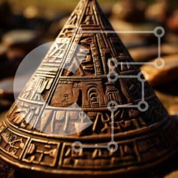 Intra Συλλεκτικό Ξύλινο Παζλ Plywood  4mm - Λεπτομερής εικόνα της αρχαίας αιγυπτιακής πυραμίδας με περίπλοκα ιερογλυφικά Σε Ξύλινο Κουτί - Διαστάσεις Puzzle: 10x10 cm – 25 κομμάτια - Image 1