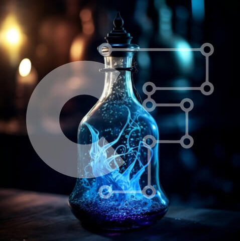 Intra Συλλεκτικό Ξύλινο Παζλ Plywood 4mm - Όμορφη εικόνα μπλε υγρού σε γυάλινο μπουκάλι με φελλό Σε Ξύλινο Κουτί - Διαστάσεις: 10x10 cm – 25 κομμάτια - Image 1