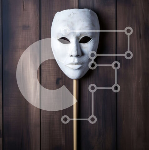 Intra Συλλεκτικό Ξύλινο Παζλ Plywood 4mm - Καλλιτεχνική φωτογραφία μιας λευκής μάσκας σε ένα ξύλινο ραβδί Σε Ξύλινο Κουτί - Διαστάσεις Puzzle: 10x10 cm – 25 κομμάτια - Image 1