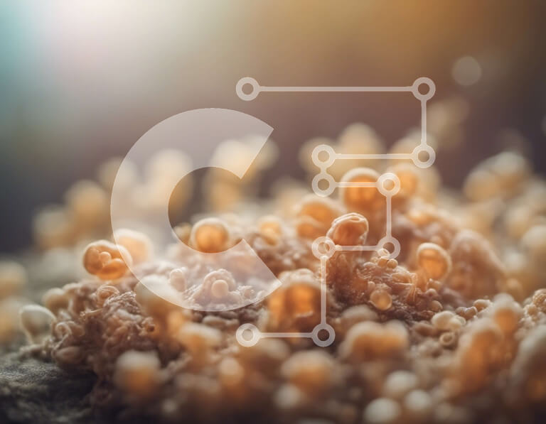 Intra Συλλεκτικό Ξύλινο Παζλ Plywood  4mm - Κοντινό πλάνο μικρών λευκών μανιταριών στη βραχώδη επιφάνεια Σε Ξύλινο Κουτί - Διαστάσεις: 10x10 cm – 25 κομμάτια