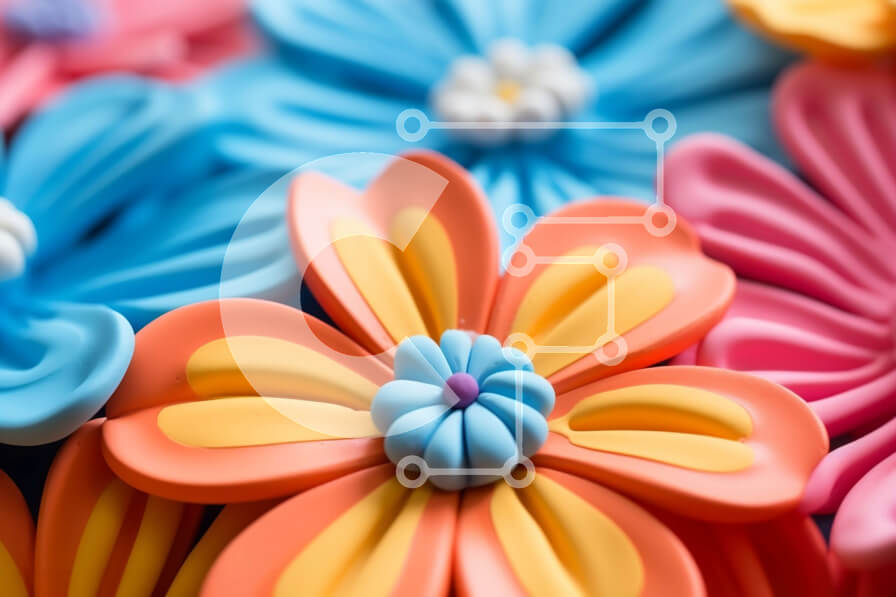 Intra Συλλεκτικό Ξύλινο Παζλ Plywood  4mm - Πολύχρωμα πλαστικά λουλούδια σε κύκλο Σε Ξύλινο Κουτί - Διαστάσεις: 10x10 cm – 25 κομμάτια