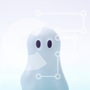 Intra Συλλεκτικό Ξύλινο Παζλ Plywood  4mm - Μικρό λευκό παιχνίδι φάντασμα σε μπλε φόντο Σε Ξύλινο Κουτί - Διαστάσεις: 10x10 cm – 25 κομμάτια