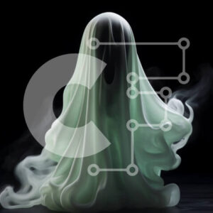 Intra Συλλεκτικό Ξύλινο Παζλ Plywood  4mm - Αντικείμενο σε σχήμα φαντάσματος σε μαύρο φόντο Σε Ξύλινο Κουτί - Διαστάσεις: 10x10 cm – 25 κομμάτια