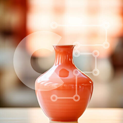 Intra Συλλεκτικό Ξύλινο Παζλ Plywood  4mm - Πορτοκαλί βάζο σε ξύλινο τραπέζι Σε Ξύλινο Κουτί - Διαστάσεις Puzzle: 10x10 cm – 25 κομμάτια - Image 1