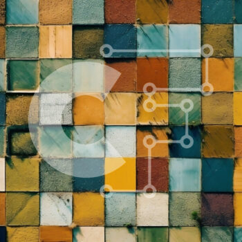 Intra Συλλεκτικό Ξύλινο Παζλ Plywood  4mm - Όμορφη υφή τοίχου από τούβλα με κίτρινα, καφέ και μπλε τούβλα Σε Ξύλινο Κουτί - Διαστάσεις Puzzle: 10x10 cm – 25 κομμάτια - Image 1