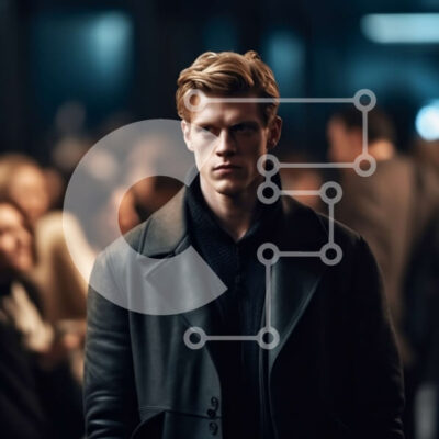 Intra Συλλεκτικό Ξύλινο Παζλ Plywood  4mm - Σοβαρός άνδρας που στέκεται μπροστά σε ένα πλήθος σε αμυδρά φωτισμένο δωμάτιο Σε Ξύλινο Κουτί - Διαστάσεις Puzzle: 10x10 cm – 25 κομμάτια - Image 1