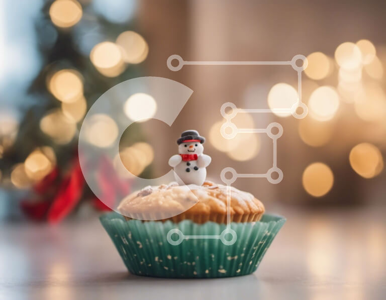 Intra Συλλεκτικό Ξύλινο Παζλ Plywood  4mm - Εορταστικό ειδώλιο χιονάνθρωπου σε Cupcake Σε Ξύλινο Κουτί - Διαστάσεις: 10x10 cm – 25 κομμάτια