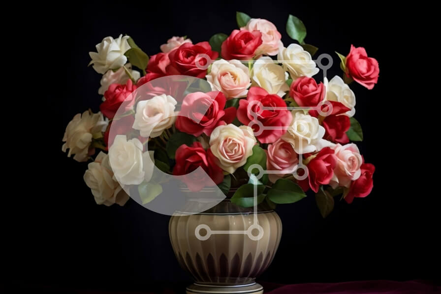 Intra Συλλεκτικό Ξύλινο Παζλ Plywood  4mm - Εκπληκτική φλοράλ σύνθεση από κόκκινα και λευκά τριαντάφυλλα Σε Ξύλινο Κουτί - Διαστάσεις Puzzle: 10x10 cm – 25 κομμάτια