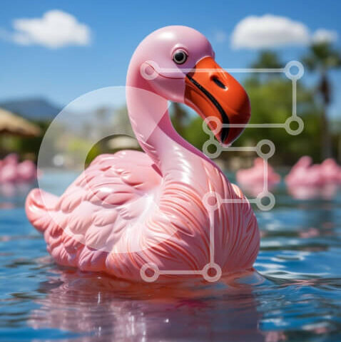 Intra Συλλεκτικό Ξύλινο Παζλ Plywood  4mm - Όμορφη εικόνα των ροζ φλαμίνγκο σε μια πισίνα Σε Ξύλινο Κουτί - Διαστάσεις: 10x10 cm – 25 κομμάτια - Image 1