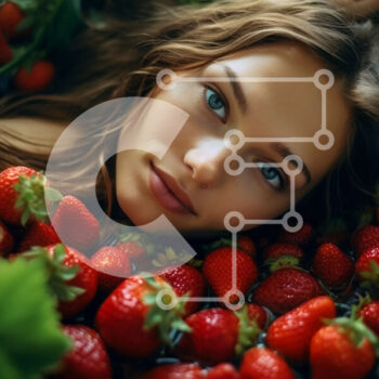 Intra Συλλεκτικό Ξύλινο Παζλ Plywood  4mm - Όμορφη εικόνα γυναίκας που χαλαρώνει σε ένα κρεβάτι με φράουλες Σε Ξύλινο Κουτί - Διαστάσεις Puzzle: 10x10 cm – 25 κομμάτια - Image 1