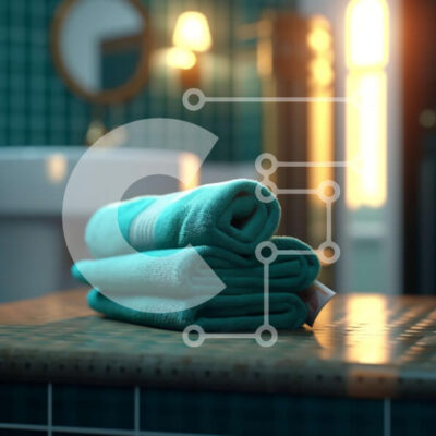 Intra Συλλεκτικό Ξύλινο Παζλ Plywood  4mm - Πράσινη πετσέτα σε πάγκο μπάνιου δίπλα στο νεροχύτη Σε Ξύλινο Κουτί - Διαστάσεις Puzzle: 10x10 cm – 25 κομμάτια - Image 1