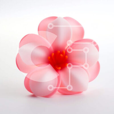 Intra Συλλεκτικό Ξύλινο Παζλ Plywood  4mm - Ροζ λουλούδι με πορτοκαλί κέντρο σε άσπρο φόντο Σε Ξύλινο Κουτί - Διαστάσεις: 10x10 cm – 25 κομμάτια - Image 1