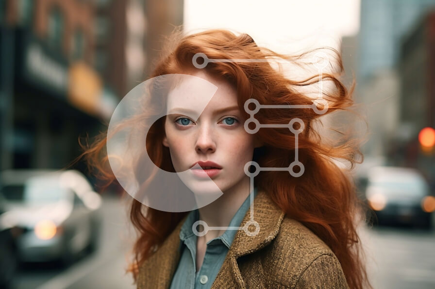 Intra Συλλεκτικό Ξύλινο Παζλ Plywood  4mm - Όμορφη εικόνα μιας νεαρής γυναίκας σε έναν δρόμο της πόλης Σε Ξύλινο Κουτί - Διαστάσεις Puzzle: 10x10 cm – 25 κομμάτια